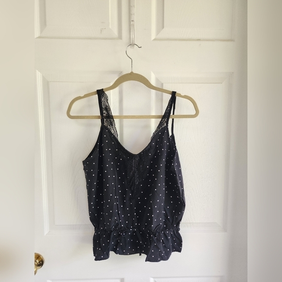 Celmia Collection Tops - Celmia Collection Black and white Polka dot and Lace Cami Size XL